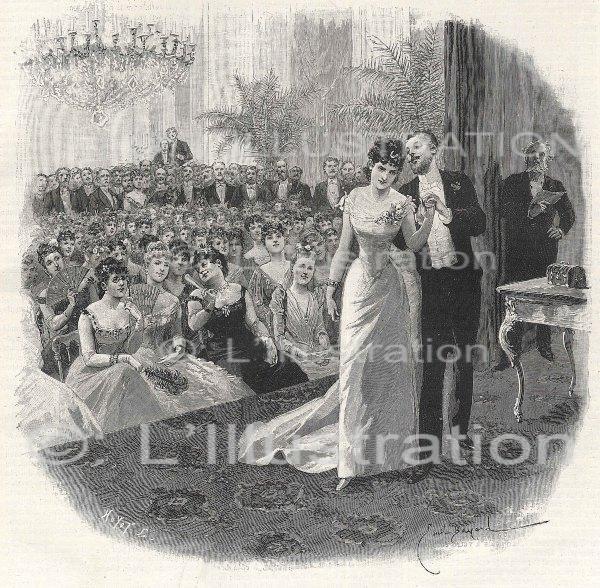 Théâtre parisien en 1890, illustration d' E. Bayard pour le roman Théâtre parisien en 1890, illustration d' E. Bayard pour le roman